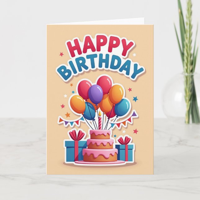 Crimson Happy Birthday Art Card (Front)