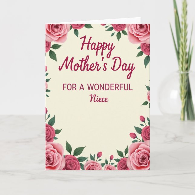 Crimson Happy Mothers Card (Front)