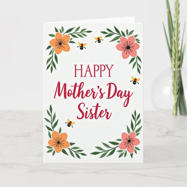 Crimson Happy Sister Day Card (Front)