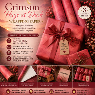 Crimson Haze at Dusk Wrapping Paper Sheets