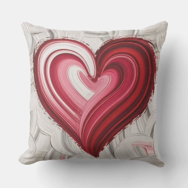 Crimson Heart Abstract Brushstroke  Throw Pillow (Front)