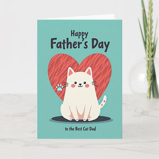 Crimson Heart Cat Fathers Day Card (Front)