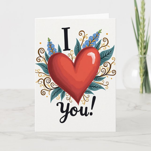 Crimson Heart Faux Gold Foil Card (Front)