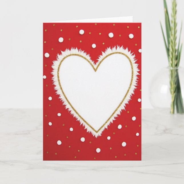 Crimson Heart Glitter Love Card (Front)