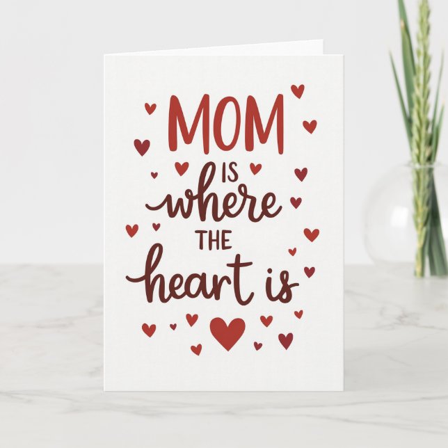 Crimson Heart Mom Love Card (Front)