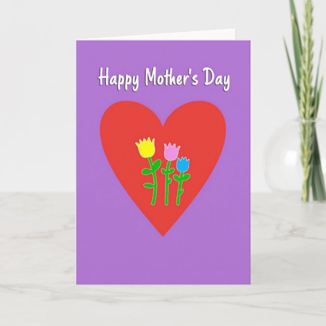 Crimson Heart Mothers Day Floral Card (Front)
