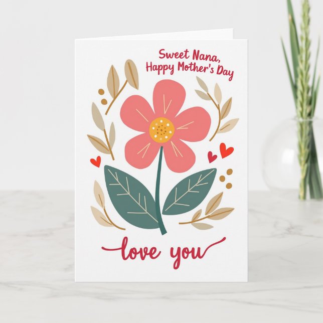 Crimson Heart Mothers Day Wish Card (Front)