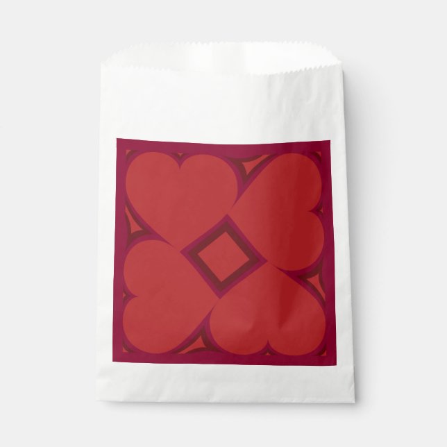 Crimson Hearts and Diamond Pattern Favor Bag (Front)