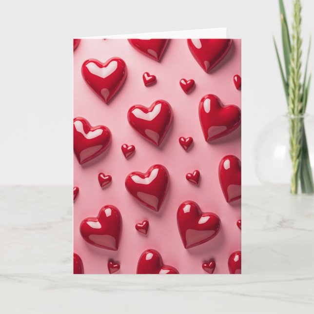 Crimson Hearts Love Greeting Card (Front)