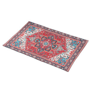 Crimson Heirloom: Moroccan Heritage Rug Art Cloth Placemat