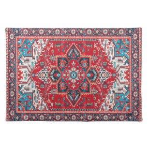 Crimson Heirloom: Moroccan Heritage Rug Art Cloth Placemat