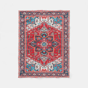 Crimson Heirloom: Moroccan Heritage Rug Art Fleece Blanket
