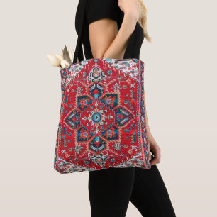 Crimson Heirloom: Moroccan Heritage Rug Art Tote Bag
