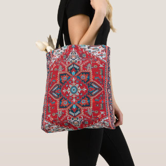 Crimson Heirloom: Moroccan Heritage Rug Art Tote Bag