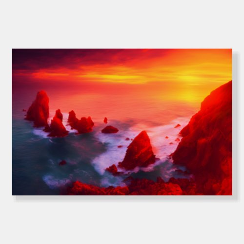 Crimson Horizon Ocean Vista from Red Cliffs Foam Board