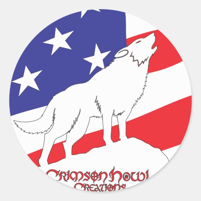 Crimson Howl Flag Classic Round Sticker (Front)