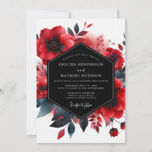 Crimson Indigo Bloom Wedding Invitation
