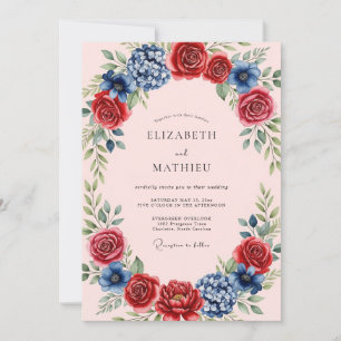 Crimson Indigo Picturesque Floral Wedding Invitation