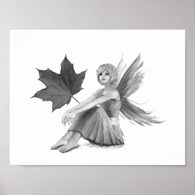 Crimson King Maple Fairy with Leaf Poster (Front)