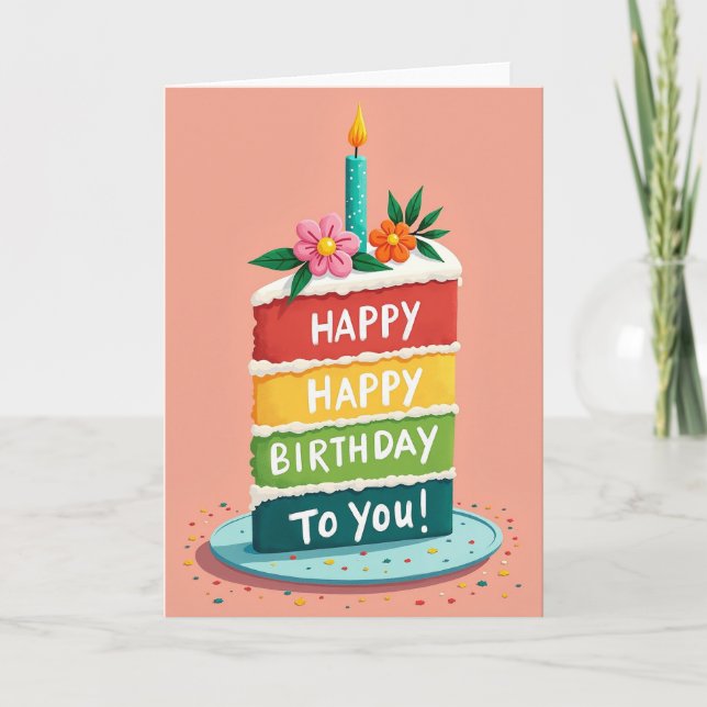 Crimson Layered Birthday Card (Front)