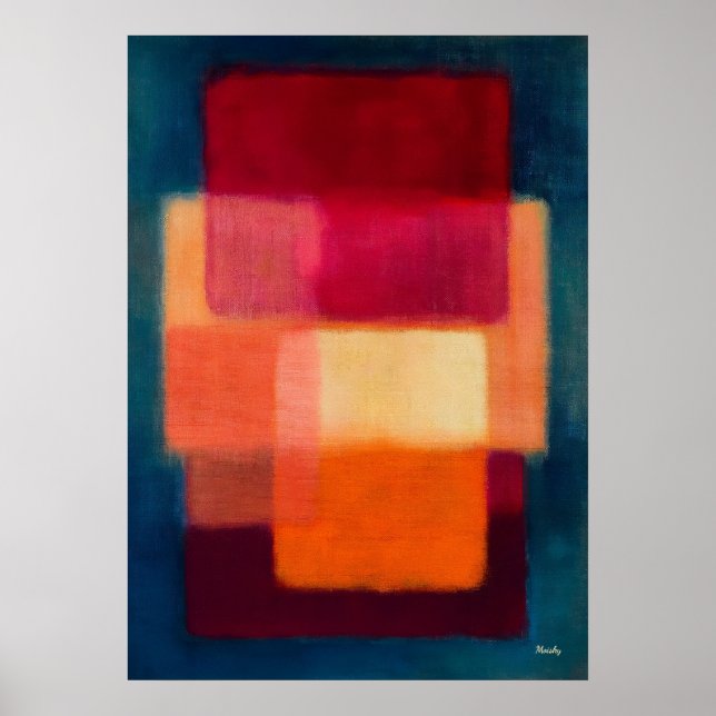 Crimson Layers – Celestial Color Fields Abstract Poster (Front)