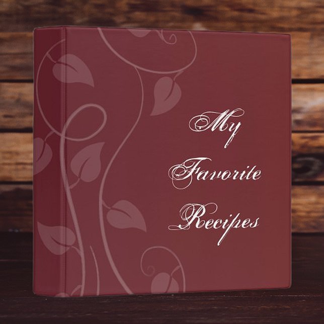 Crimson Leafy Swirl Recipe Book 3 Ring Binder (Crimson Leafy Swirl Recipe Book Binder)