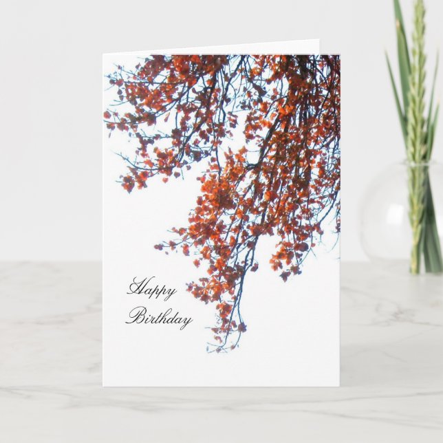 Crimson Leaves Happy Birthday Card (Front)
