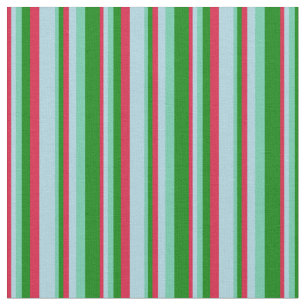 Crimson, Light Blue, Aquamarine & Green Pattern Fabric
