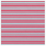 [ Thumbnail: Crimson & Light Blue Lined/Striped Pattern Fabric ]