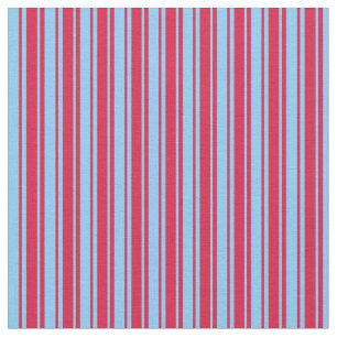 Crimson & Light Sky Blue Lined Pattern Fabric