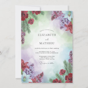 Crimson Lilac Painted Wedding Invitation