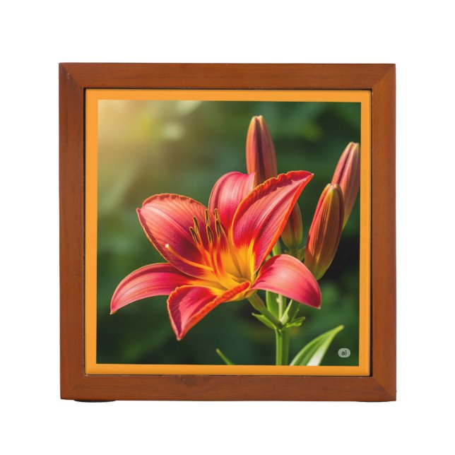 Crimson Lily Desk Organizer (Front)