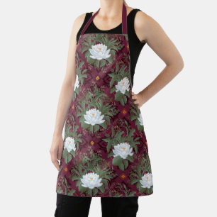 Crimson Lotus Elegance Pattern - The White Lotus Apron