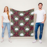 Crimson Lotus Elegance Pattern - The White Lotus Fleece Blanket