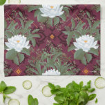 Crimson Lotus Elegance Pattern - The White Lotus Kitchen Towel