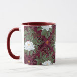 Crimson Lotus Elegance Pattern - The White Lotus Mug