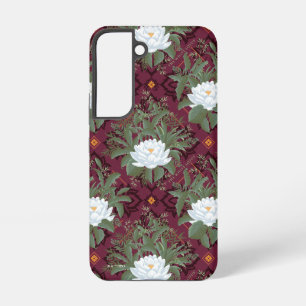 Crimson Lotus Elegance Pattern - The White Lotus Samsung Galaxy S22 Case
