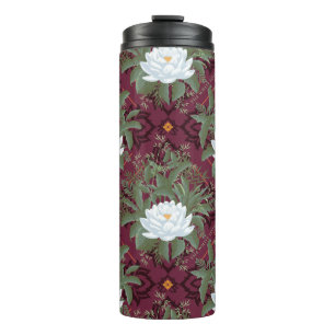 Crimson Lotus Elegance Pattern - The White Lotus Thermal Tumbler