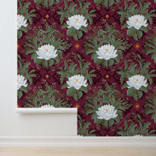 Crimson Lotus Elegance Pattern - The White Lotus Wallpaper