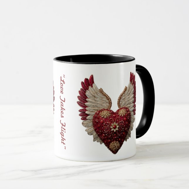 "Crimson Love Wings" Mug (Front Right)