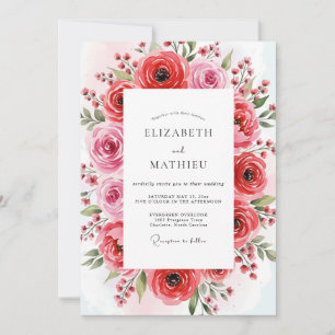 Crimson Lush Spring Wedding Invitation