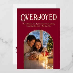 Crimson Luxe Xmas Baby Birth Announcement Photo