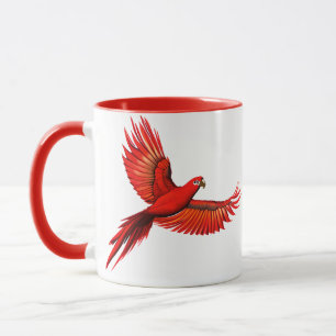 Crimson Macaw / Red Parrot in flight Mug