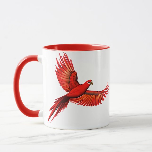 Crimson Macaw / Red Parrot in flight  Mug (Left)