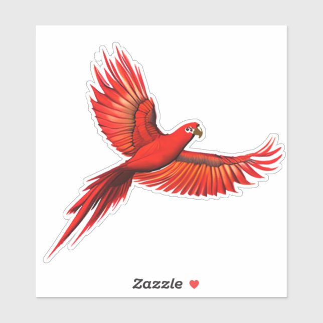 Crimson Macaw / Red Parrot in flight    Sticker (Sheet)