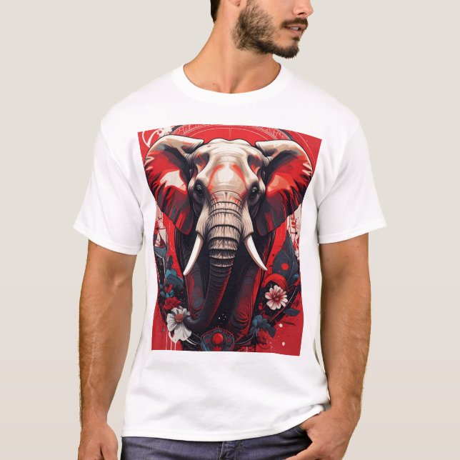 Crimson Majesty Elephant T-Shirt (Front)