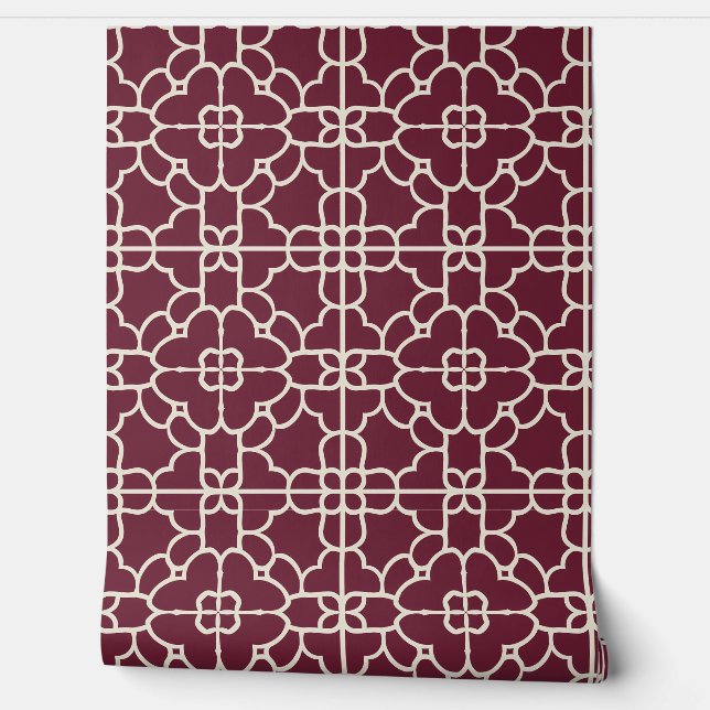 Crimson Majesty Petite Burgundy & Cream  Wallpaper (Unrolling)