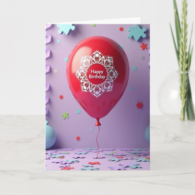 Crimson Mandala Birthday Card (Front)