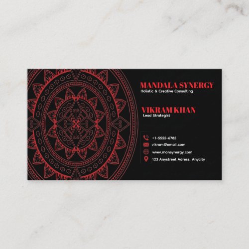 Crimson Mandala Elegance Business Card