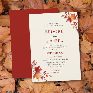 Crimson Maple Berry Wedding Invitation